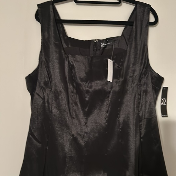 NWT Sz XL New York & Co lined black taffeta corset midi dress with seaming. - Picture 3 of 9